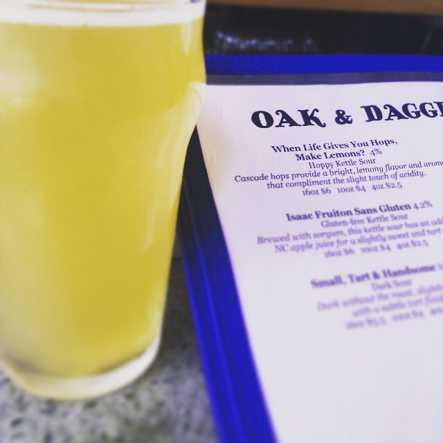 OakandDagger's tweet image. Happy Monday!! 

Come enjoy the weather, patio, and our GF Kettle Sour... 'When Life Gives You Hops...'   #ncbeer #punnynames #lemonyfresh