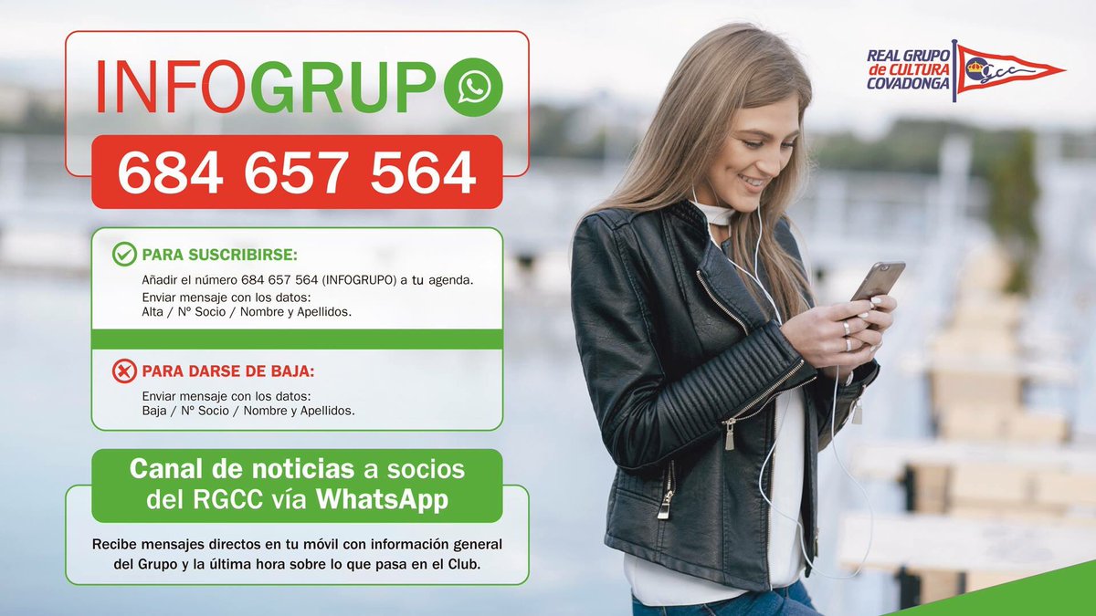 Guarda el 684657564 en la agenda del móvil, suscríbete a #InfoGrupo y entérate antes que nadie de la actualidad del Club #RGCC #Comunicación