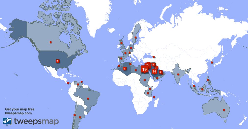 SajaHaj's tweet photo. My followers are in Egypt(19%), Saudi Arabia(14%)... Get your map too: https://t.co/zDZjPvS5eg https://t.co/ocBaaTeokp