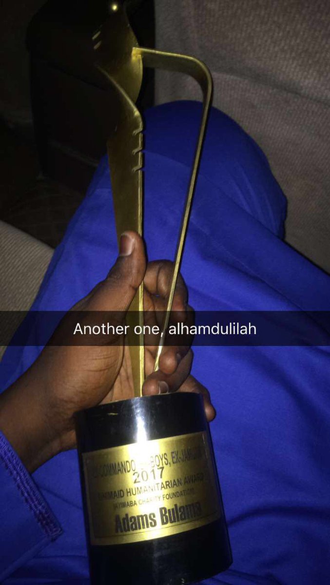 adamsbulama's tweet photo. Alhamdulilah for yet another blessing, I was awarded humanitarian award of the year #ODF2017 university of maiduguri. https://t.co/K0cZfivRMA