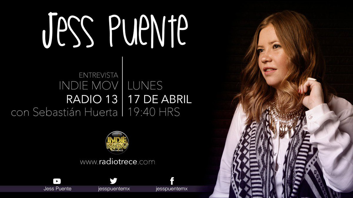 BitDepthMusic's tweet photo. Hoy hay entrevista con @jesspuentemx en @indiemovradio a las 19:40 horas.
¡No te la puedes perder!
#BitDepthMusic https://t.co/N9MUcVm7Ky