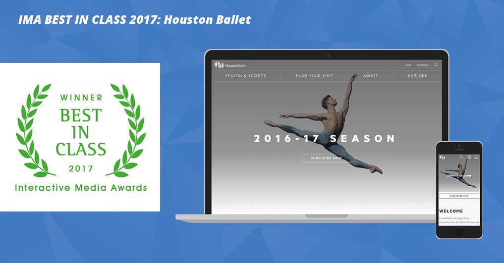 Another award rolls in for <a href="/HoustonBallet/">Houston Ballet</a>: <a href="/imadotcom/">IMA.COM</a> 2017 Best in Class for Arts &amp; Culture! More about the site: bit.ly/2dakPcT