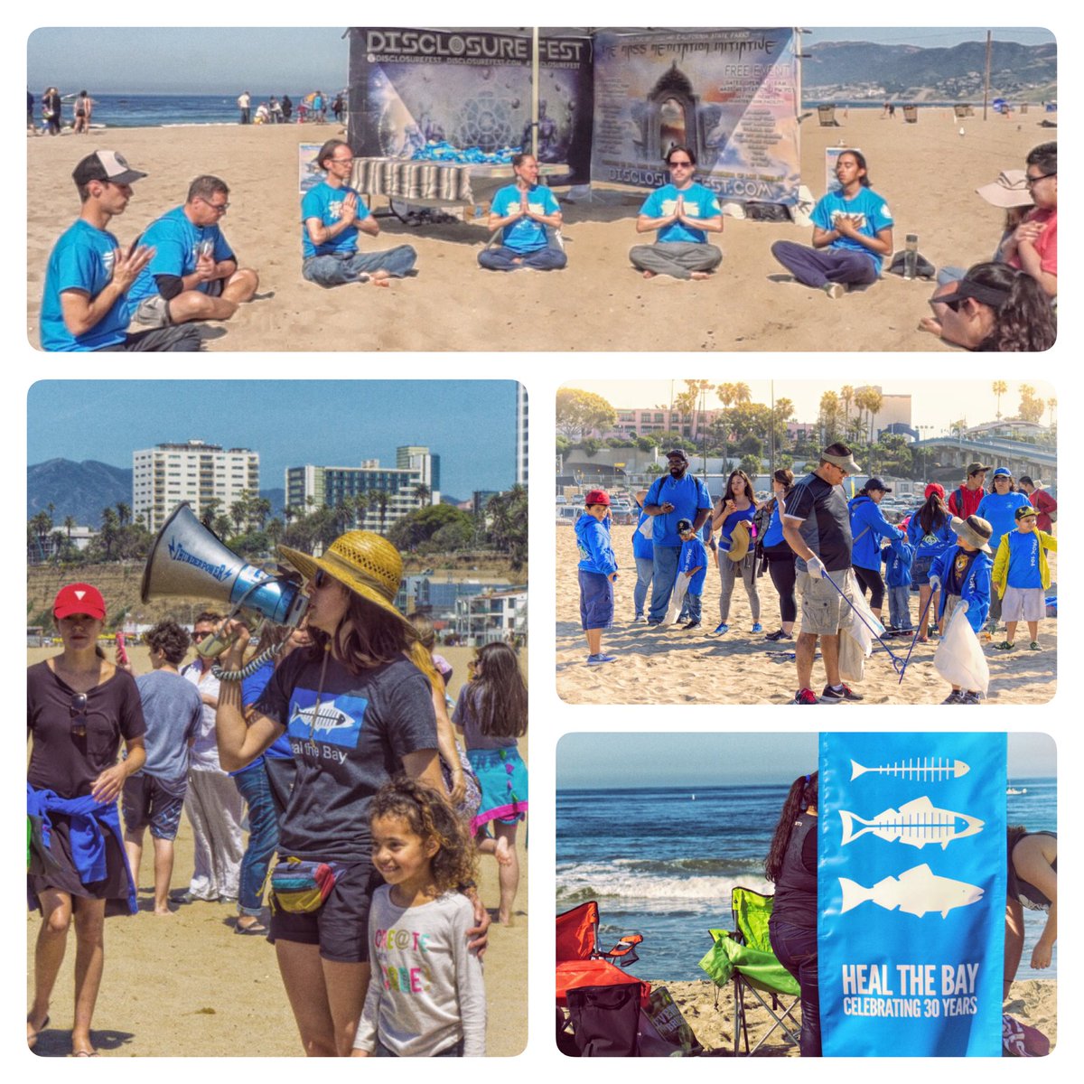 Good vibrations at the group meditation to kick off the beach cleanup w/ <a href="/HealTheBay/">Heal the Bay</a> this weekend in Santa Monica, see you at the next one!