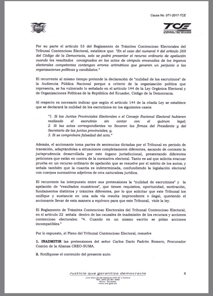 vicenteopi's tweet photo. Urgente... TCE inadmitio apelación de CREO-SUMA para que se abra la totalidad de urnas para un nuevo escrutinio manual. @eluniversocom https://t.co/HD1stOtvSi