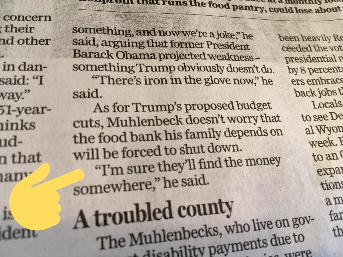 qrush's tweet photo. Luckily my parents still get the paper so I could see this unbelievable quote from a Trump supporter in print (via @stephperry) https://t.co/5EIiojhTA1