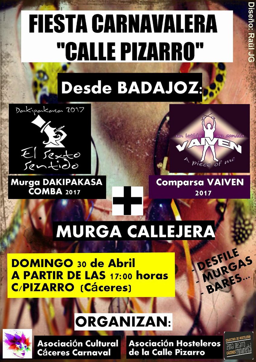 Junto con el colectivo hosteleros de Pizarro os presentamos un evento carnavalero con murgas, comparsas, bailes, bares... No faltes!!!