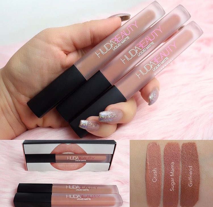 “#SWATCHES 💄💄😉NEW #LiquidLipstick Shades by @hudabeauty Sugar Mama, Girl...