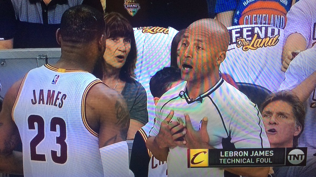 NOTSportsCenter's tweet photo. "I can't call a foul on them EVERY time LeBron, I'm sorry." 

(pic via @CaptTouchback) #NBAPlayoffs https://t.co/d70o7yf97e