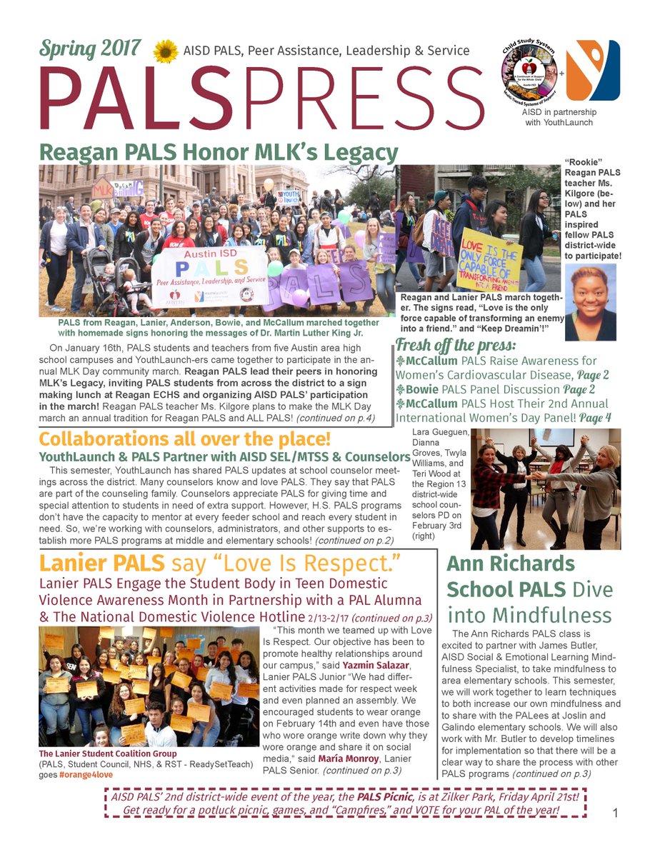 We're delighted to announce that the PALS Press Spring 2017 issue is here! "Keep dreamin" and read here: childstudysystem.org/uploads/6/1/9/… #AISDProud