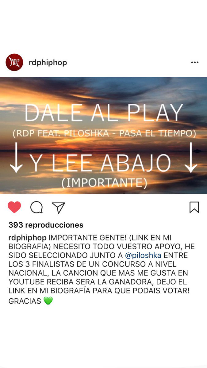 MarinaTrueba's tweet photo. Necesito que apoyéis al más grande @RDPHipHop y le deis a me gusta a su vídeo junto a @Piloshka ➡️ https://t.co/ekR5UVnFqO https://t.co/kThSUqTAwZ