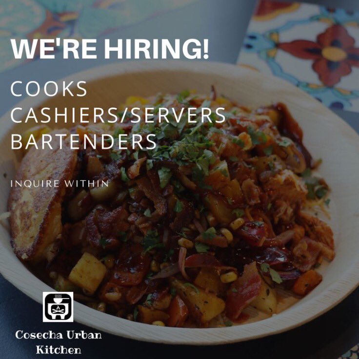 CosechaKitchen's tweet photo. Here's your opportunity to be part of Birmingham's hottest new restaurant!  Located across the street from Railroad Park! #cosecha #bham https://t.co/TM9FG6Shgy