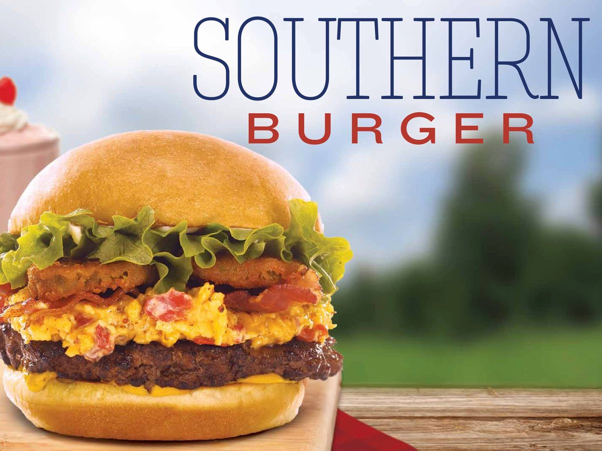 At least SOMEONE is doing something a little fresh: Back Yard Burgers intros Southern Burger with bacon, fried pickles and pimento cheese.