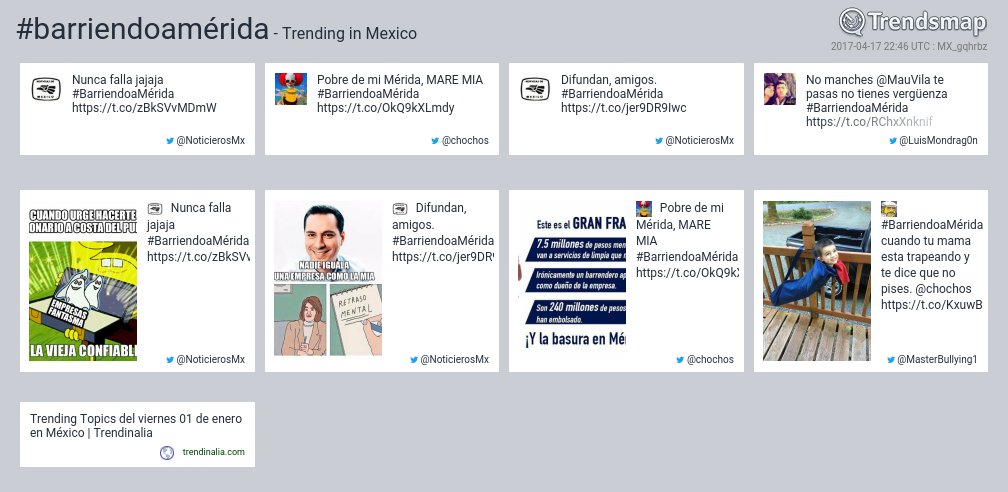 TrendsMexico's tweet photo. #barriendoamérida es ahora una tendencia en Mexico

https://t.co/bv3bvFgN1m https://t.co/iwKoL8CD5S