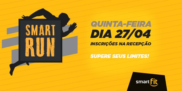 SmartFitoficial's tweet photo. É fera na corrida? Então vem competir no #SmartRun2017. É dia 27/04. Vem ver mais infos aqui: https://t.co/4lprxGVlyL 🏃 #GeraçãoSmart https://t.co/qZr7uvAj2p