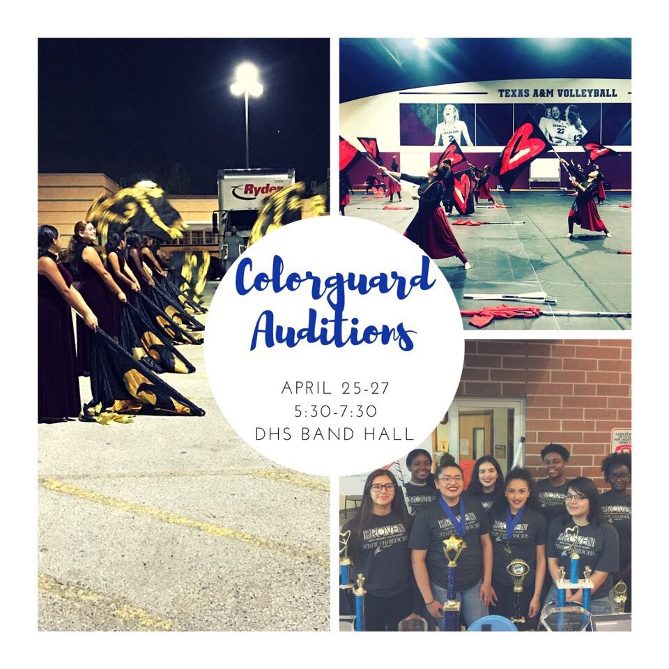 AndyDekaneyCG's tweet photo. Alright you guys auditions are NEXT WEEK‼️
Come be apart of the 2017 state champion Dekaney Colorguard
NO EXPERIENCE NEEDED❗️
BRING FRIENDS😊 https://t.co/1g7XlJhQ9N