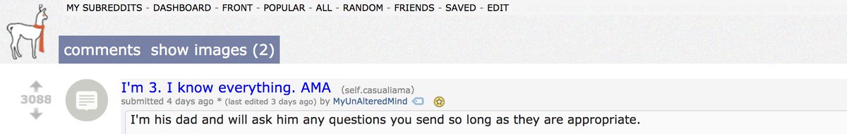 kassy's tweet image. a 3-year-old did a Reddit AMA and it is honestly the purest thing