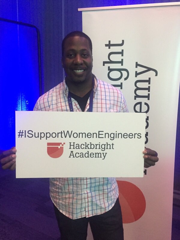Hackbright's tweet image. Representing at #fbf8 come by our booth for a prize! 🎉#ISupportWomenEngineers
