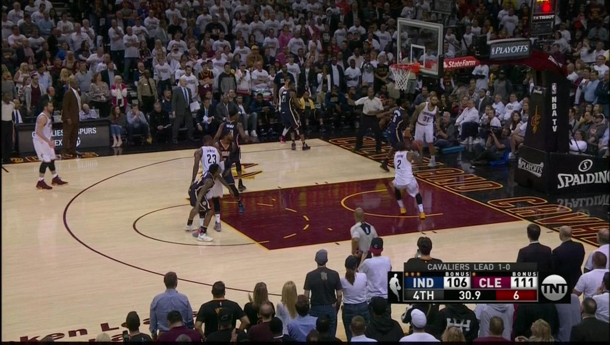 Paul George after not switching on the wide-open Kyrie layup: "In situations like that, CJ Miles has got to get the last stop."
