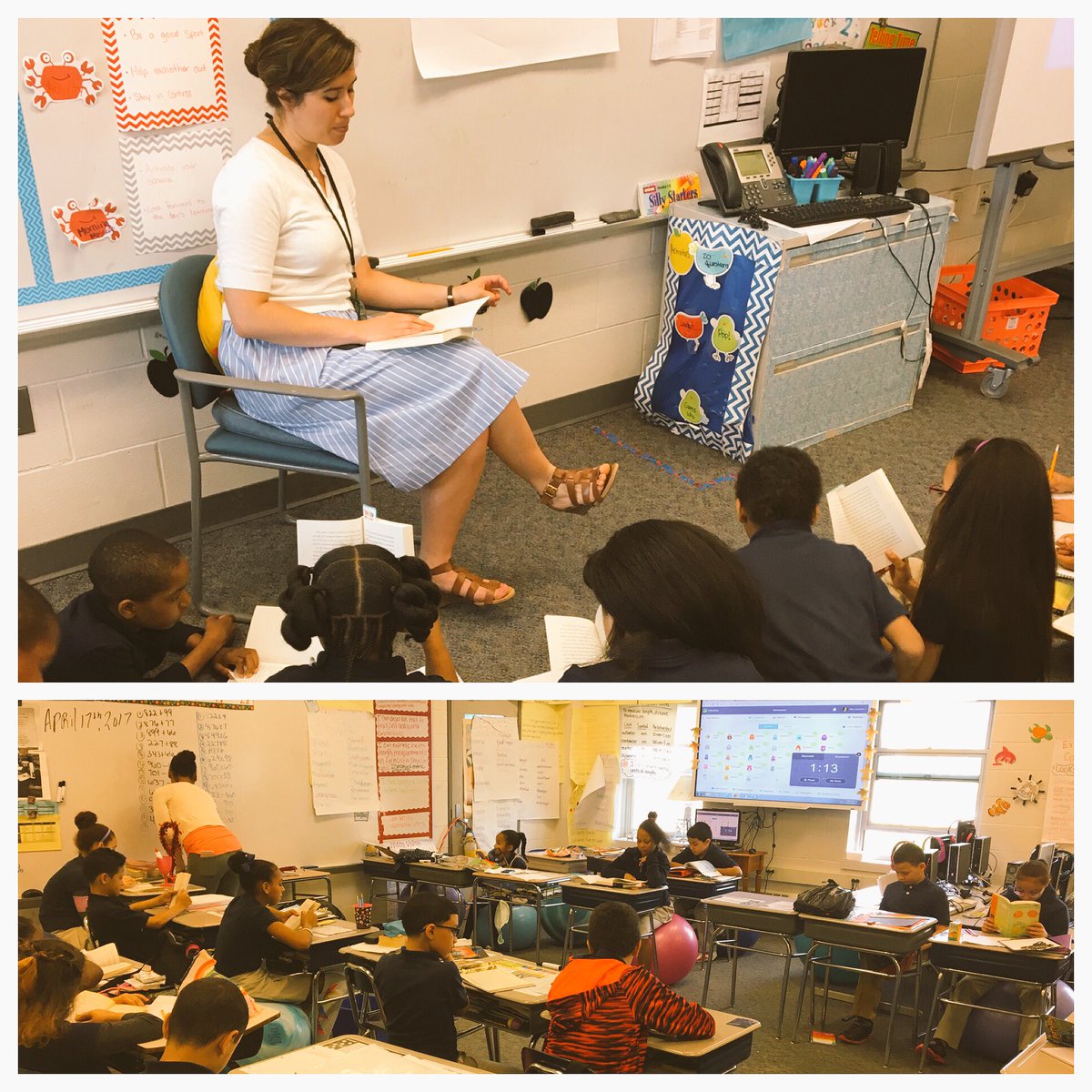 sandhartford's tweet photo. We are back from Spring Break and back to working...#textinhand #norms #3rdactinglike4th #4thactinglike5th #stepup #cultivatinglearners #Us https://t.co/OXfcZltfVj