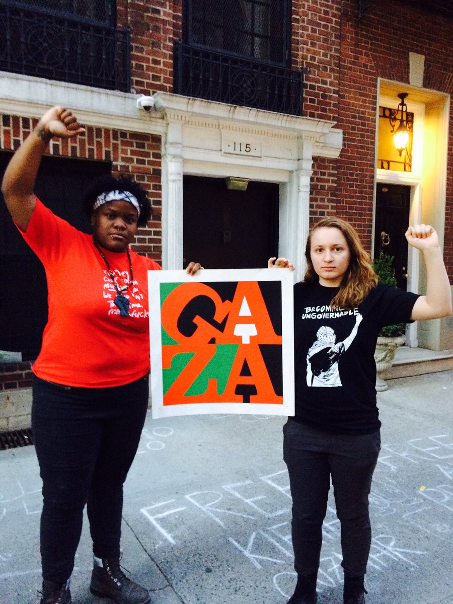 occupytheory's tweet photo. NYC protest at offices of Palestine Observer Mission to the UN #endsecuritycoordination #dignitystrike #freepalestine #decolonizethisplace https://t.co/0SDEhUV9Mb