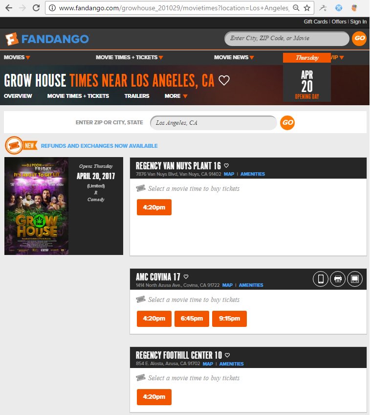 partylife0420's tweet photo. Fandango has @GrowHouseMovie tickets online 4:20 on 420! #djpooh #SnoopDogg #lilduval #deraydavis #zulayhenao #raquellee #wyd420 https://t.co/onQhwoMP75