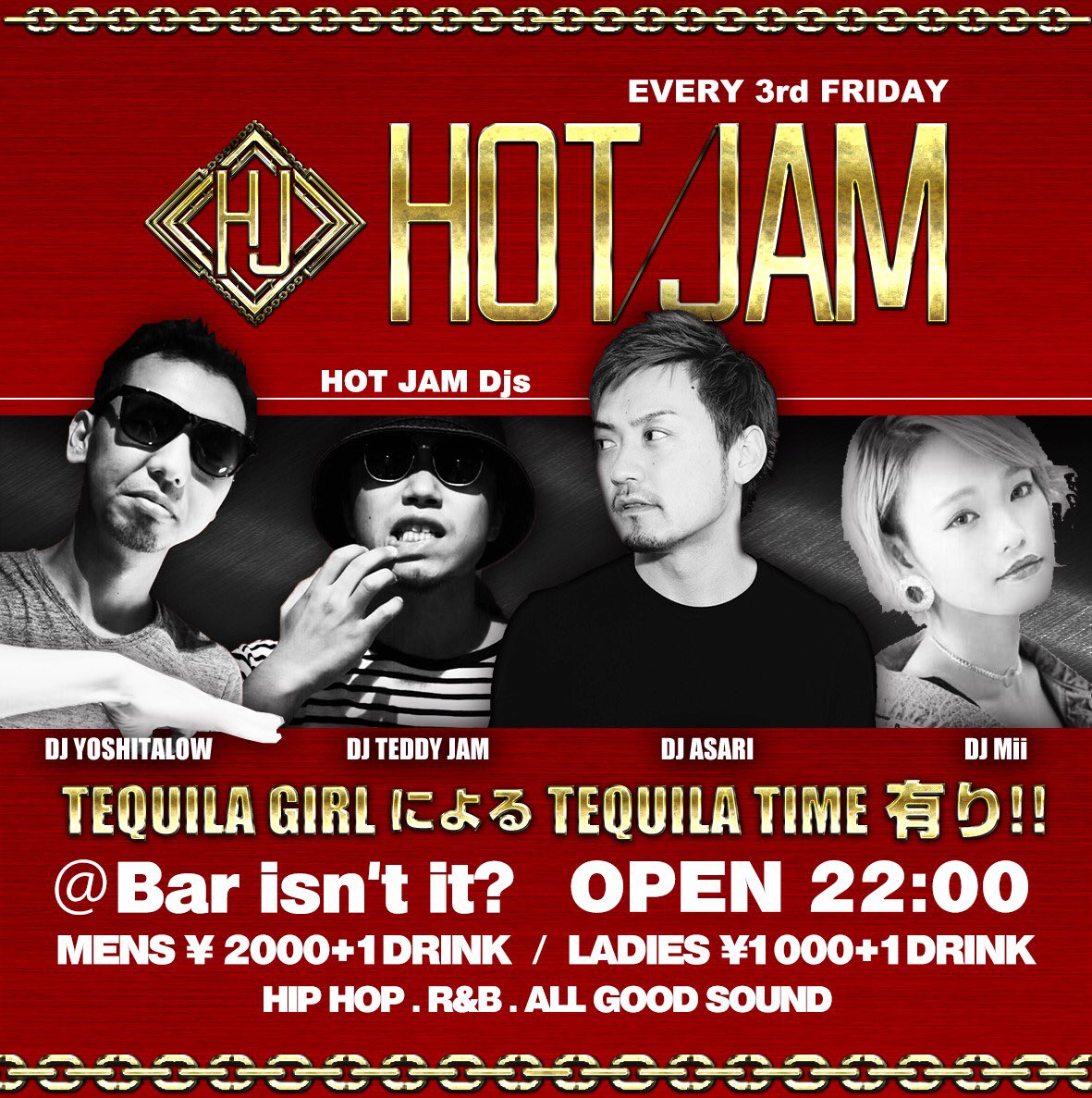 DJASARI's tweet photo. 今週21日(金)は@isnt_sendai にてHOTJAM🔥
今回からOPEN UPにDJ Miiちゃん、TEQUILA GIRLにAYAKAちゃんが加わりパワーアップ👯☝️HOTJAMならではの選曲でガッチリ盛り上げたいと思います！是非遊びに来て下さい！#sdc_hotjam https://t.co/EdwabIGJKs