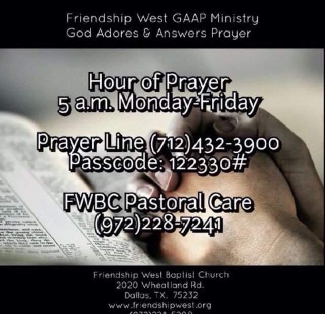 Join the GAAP community tomorrow morning for prayer!! 🙏🏾#FWBC#GAAP