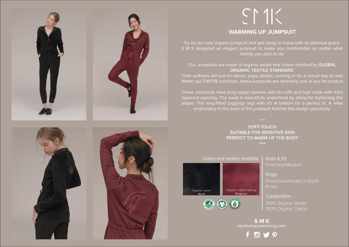 Our SMK elegant and organic jumpsuit
#FW1718 #SMK #jumpsuit #certifiedorganic #organiccotton #organicvelvet #sustainablefashion #ecofriendly