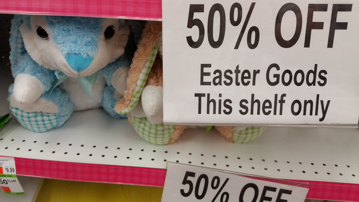 SweetsPlayLove's tweet photo. #Eastersales
buy 1pnd of bunny chocolate for 50 cents and serve as smores later this season!
Plush Bunnies on sale can b put away for later. https://t.co/pjyZYrH9ov