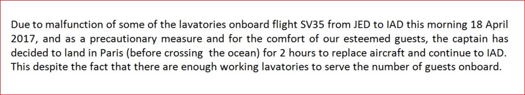 Saudi_Airlines's tweet photo. #Saudia flight #SV35 from #JED to #IAD will stopover in CDG as a precautionary measure for the comfort of our esteemed guests https://t.co/B5kooChJJ7