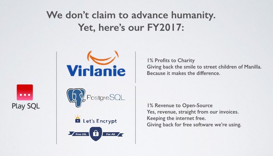 Did we tell you we've already given back in 2017? 1% profits to charity, but also 1% *revenue* to open-source! play-sql.com/giving-back-20…