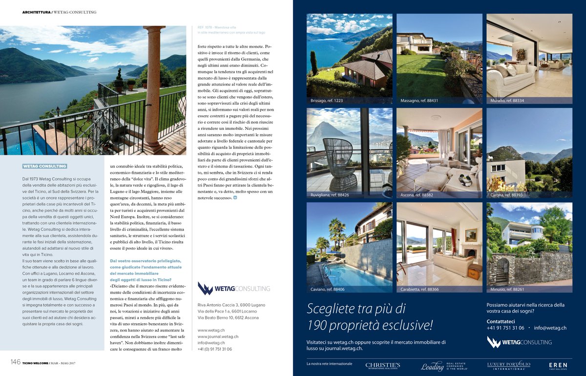 WETAG CONSULTING: UN TICINO DI GRAN LUSSO

#casa #home #immobiliare #architettura #investimento #lake #lusso #ticino #svizzera #lugano