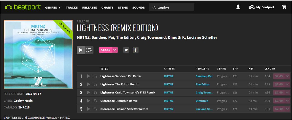 #OutNow #EPRemixes LIGHTNESS &amp; CLEARANCE EP released last year get 5 incredible remixes. 
Beatport Link: beatport.com/release/lightn…