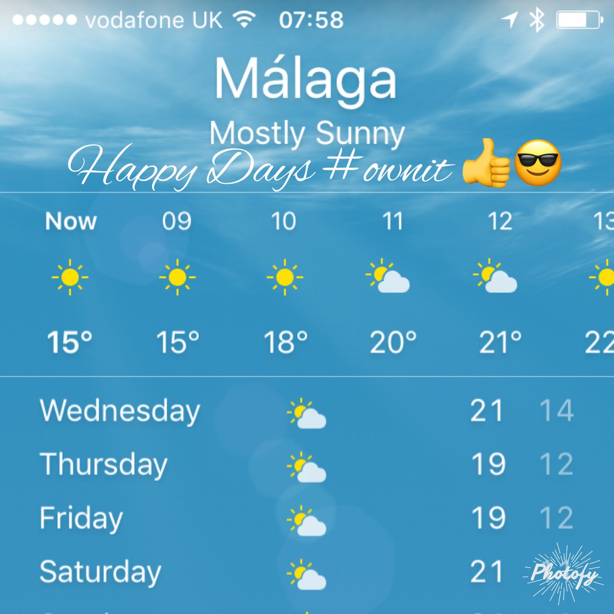 #weather for the #week ahead #marbella #1weektogo #ownit 😎😎😎