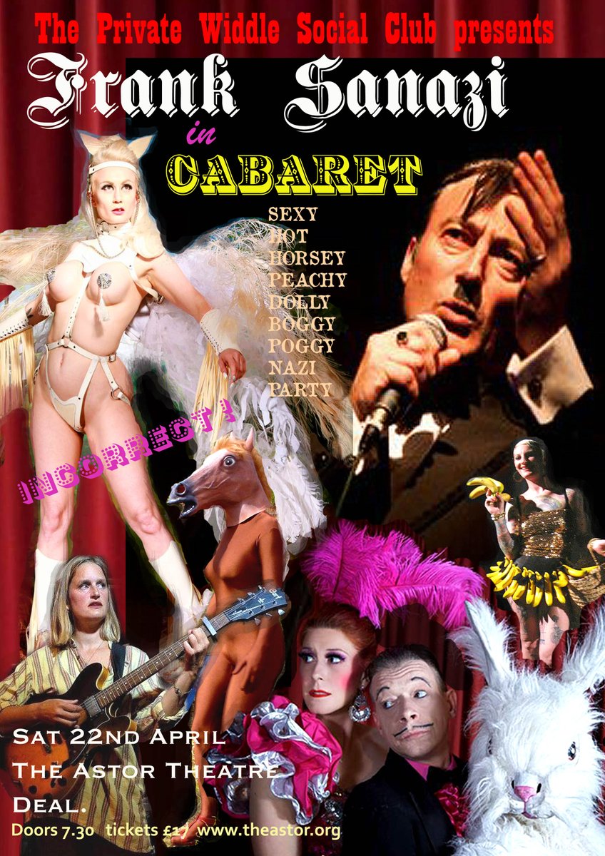 Private Widdle Social Club. Saturday 22nd 8pm.
Featuring your host Frank Sanazi.
Warning! May contain nuts!