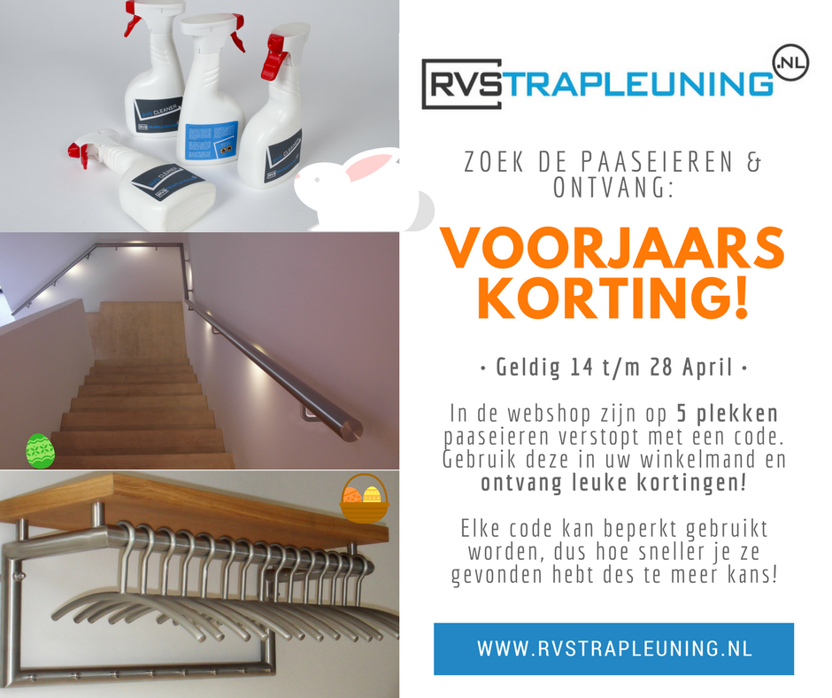 RVStrapleuning's tweet photo. Zoek naar mooie voorjaarskortingen op onze site! #korting #RVS #trap #leuning #kortingscode #voorjaar #interieur https://t.co/v503PSqepM