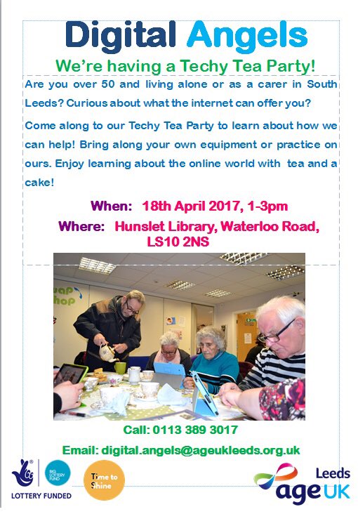 Rachel_Benn_'s tweet photo. Looking forward to our @AgeUKLeeds #TechyTeaParty today 💻📱Let's get #Digital over Coffee and Cake! ☕️🍰@leedslibraries https://t.co/PcnxYjUe9Y