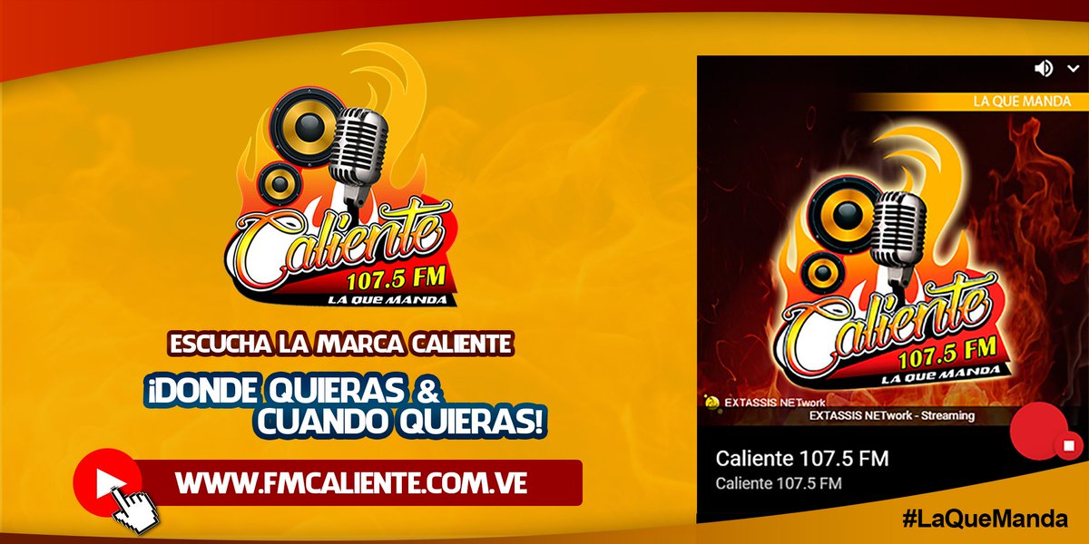 LaFmCaliente's tweet photo. Escucha La Marca Caliente Donde Quieras &amp; Cuando Quieras!

https://t.co/doAZQc3RjG Y Dale Click ...

#SomosLaQueManda https://t.co/QjVSZk0Ora