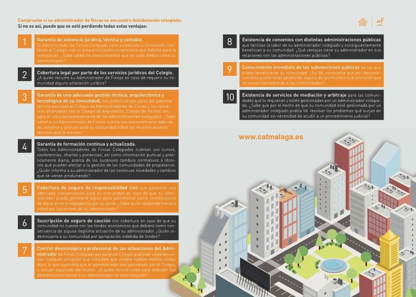 CAFMalagaES's tweet photo. 10 motivos para confiar la gestión de tu Comunidad de Propietarios a un Administrador de Fincas Colegiado #AFColegiados https://t.co/syWtxXuSyB