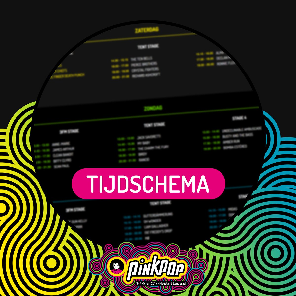 Het tijdschema van Pinkpop 2017 is bekend, zie: pinkpop.nl/tijdschema. Naar welke act kijk jij het meeste uit? #PP17 #Pinkpop
