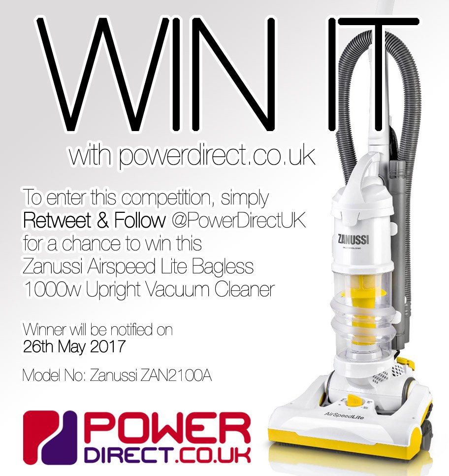 PowerDirectUK's tweet photo. #RT &amp; #Follow @PowerDirectUK for a chance to #Win a Zanussi Vacuum Cleaner. #Free to Enter #Competition #Giveaway drawn 26/05/17. Good Luck! https://t.co/DUsETfevzk