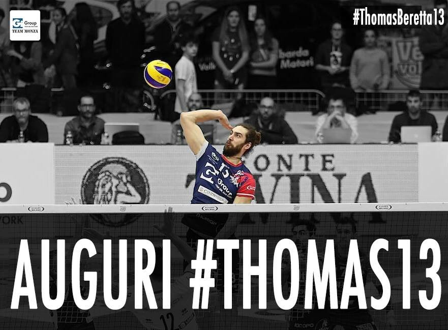 VeroVolley's tweet photo. TANTISSIMI AUGURI A THOMAS BERETTA, centrale del @GiGroupSpa #TeamMonza #BuonCompleanno 🔵🔴🏐💪🏻 https://t.co/lhWgvR35vu