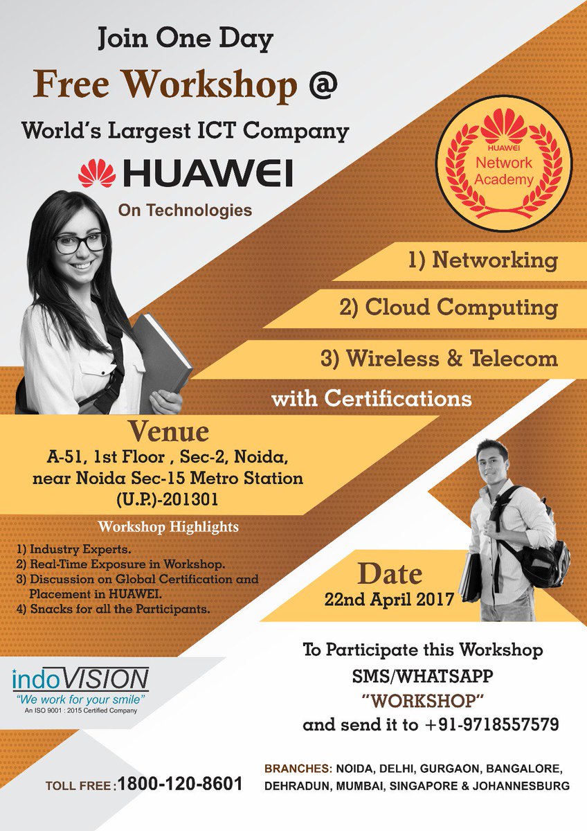 Indovision_S's tweet photo. Organizing a one day workshop on #Networking #CloudComputing #WirelessTelecom with certification on 22Apr,17@Noida Near Sec:15 Metro Station https://t.co/ggZfN3rdqM