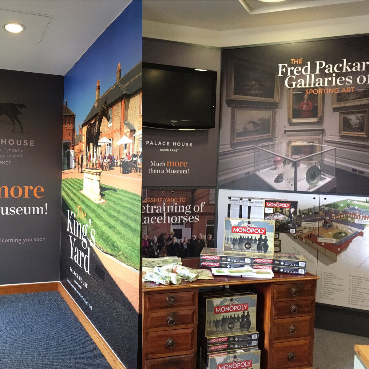 Design, print &amp; install of graphics for <a href="/palacehouseshop/">Palace House Gift Shop</a> <a href="/NewmarketRace/">Newmarket Racecourse</a> Pop in if you're racing today #creative #impact