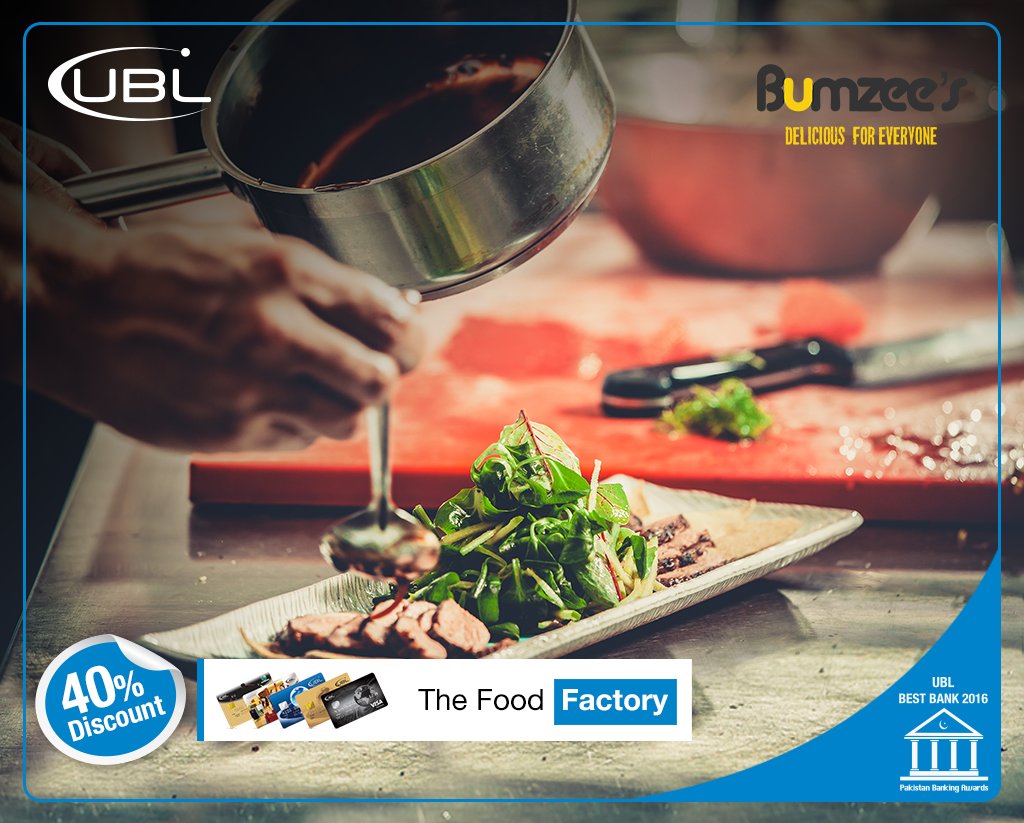 UBLDigital's tweet photo. Use any UBL card to enjoy an amazing discount* of 40% at Bumzeeβs.
#UBL #Discounts #Bumzees https://t.co/pHU3GsRQuZ