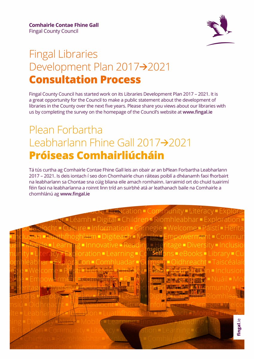 fingallibraries's tweet photo. Read about the Fingal Libraries Development Plan here >> https://t.co/kSgREdmMRJ #survey #libraryuser #librarysurvey #yourlibrarystory https://t.co/m5eqSjAW2O