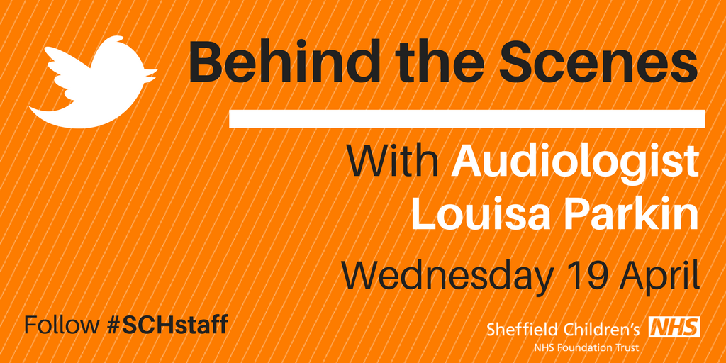 SheffChildrens's tweet photo. Find out what a Children's Audiologist does as Louisa live-tweets her day! Follow #SCHstaff tomorrow from 9am @NDCS_UK @BAAudiology https://t.co/H3vNXCn3Vo