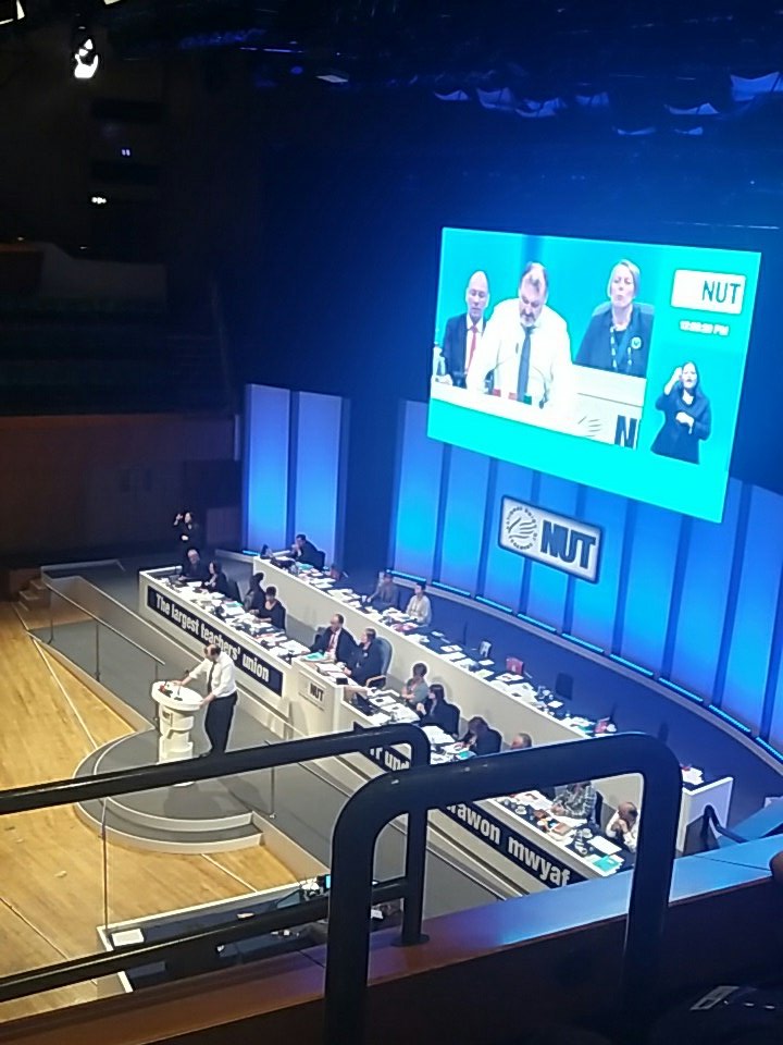 <a href="/cyclingkev/">Kevin Courtney</a> addressing his first NUT Conference as General Secretary and final NUT Conference before new union #NUT17 #NEU #ATL