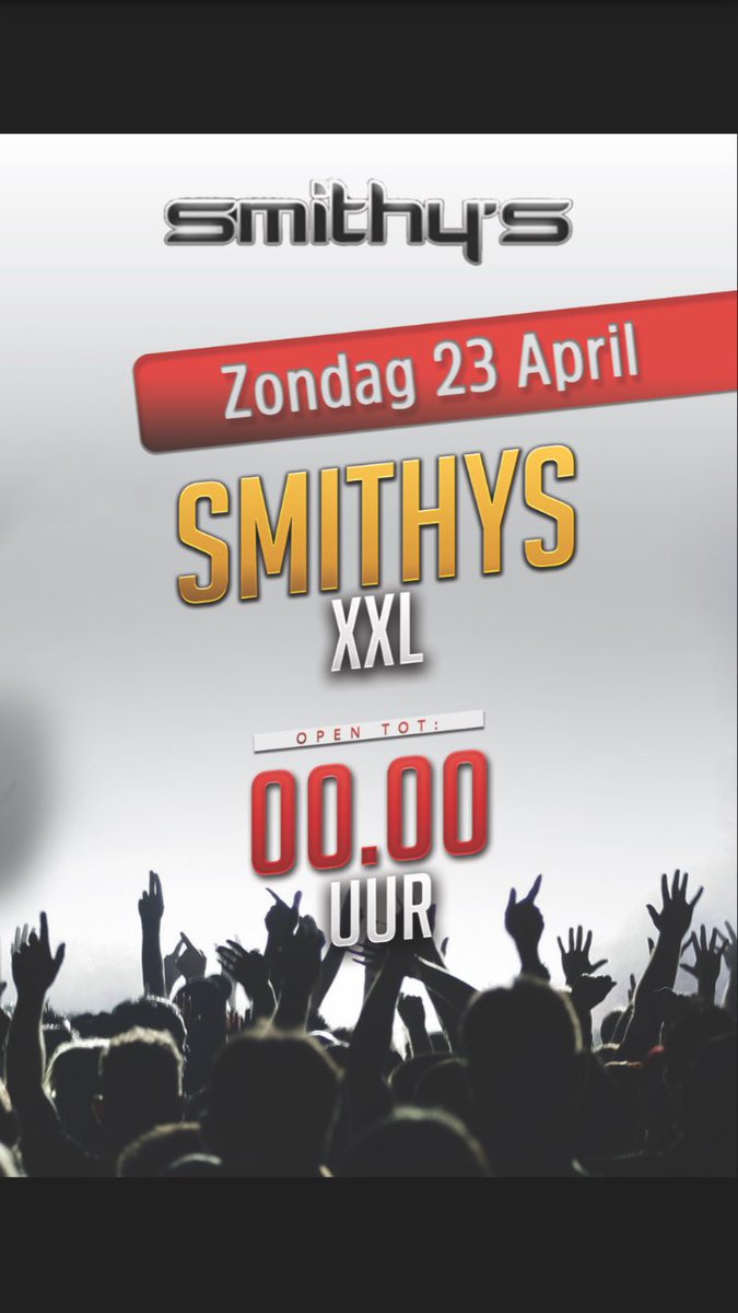 Aankomende zondag hebben we een xxl party, dat betekend een uur langer feesten. Geopend tot 00.00 uur#xxlparty#feestje#smithys.