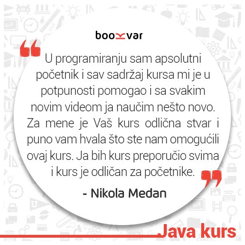 Polaznici o našem online kursu JAVE: 
Iskoristite i vi akcijsku cijenu do 27.aprila! 
#java #javakurs 
goo.gl/aGI7DR